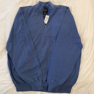 JosABank 1/4 Zip Blue Sweater